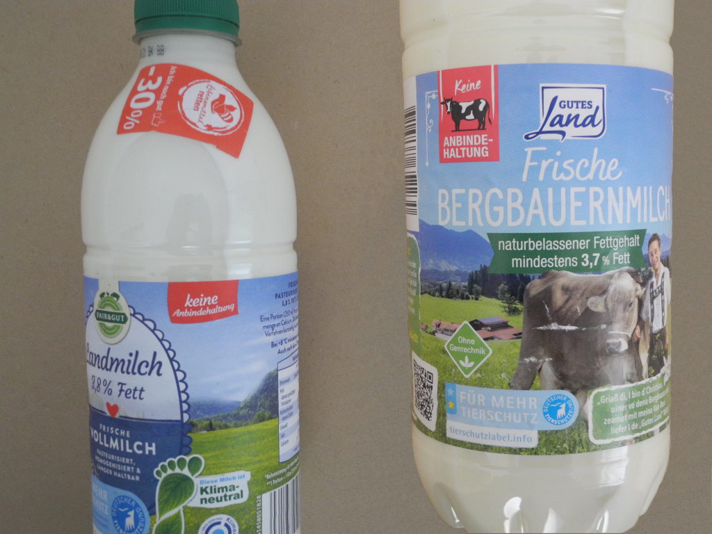 Tierschutzmilch: Handel klebt "keine Anbindehaltung" rot